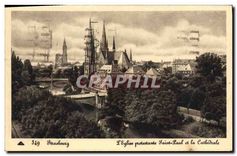 CPA Strasbourg L'Eglise protestante Saint Paul et la Cathedrale