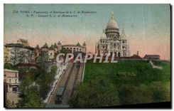 CPA Paris Funiculaire et Basilique du S C de Montmartre