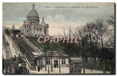 CPA Paris Funiculaire et Basilique de Montmartre