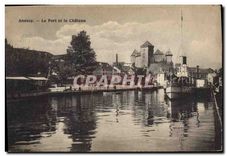 CPA Annecy Le Port et le Chateau Bateau