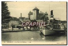 CPA Annecy Le Port et le Chateau Bateau
