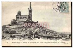 CPA Marseille Basilique de Notre Dame de la Garde vue prise de la Passerelle de l'Ascenseur 