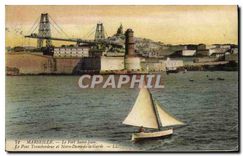CPA Marseille le Fort Saint Jean le pont Transbordeur et Notre Dame de la Garde 