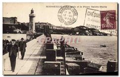 CPA Marseille la Jetee et le Phare Sainte Marie 