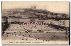 CPA Lyon Place Bellecour et Coteau de Fourviere 