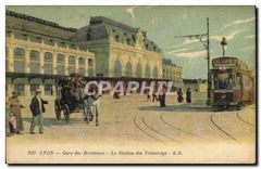 CPA Lyon La Gare des Brotteaux la Station des Tramways Cheval
