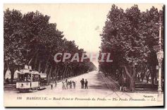 CPA Marseille Rond Point et Promenade du Prado Tramway