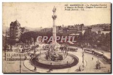 CPA Marseille La Fontaine Cantini et Avenue du Prado 