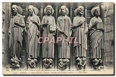 CPA Paris Notre Dame Facade Statues du Portail Central 