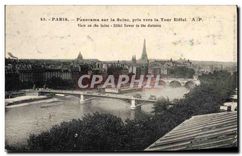 CPA Paris Panorama sur la Seine pris vers la Tour Eiffel 
