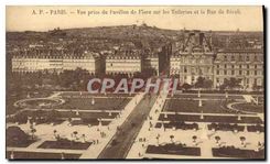 CPA Paris Vue prise du Pavillon de Flore sur les Tuilerie et la Rue de Rivoli 