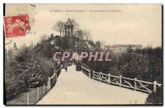 CPA Paris Buttes Chaumont Le Pont fatal et le Belvedere 