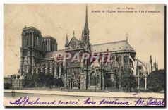 CPA Paris Abside de l'Eglise Notre Dame et Vue d'ensemble 