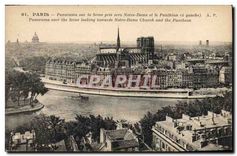 CPA Paris Panorama sur la Seine pris vers Notre Dame et le Pantheon 