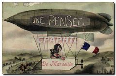 CPA Une Pensee de Marseille Zeppelin Dirigeable