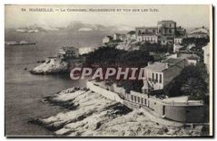 CPA Marseille La Corniche Malmousque et vue sur les Iles 
