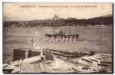 CPA Marseille Panorama de la Corniche Vue prise du Chateau d'If Bateau