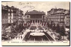 CPA Marseille Square de la Bourse et Monument de Pierre Puget 