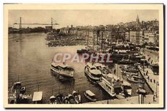 CPA Marseille Le Vieux Port et le Pont Transbordeur 