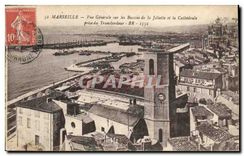 CPA Marseille Vue Generale sur les Bassins de la Joliette et la Cathedrale prise du Transbordeur 