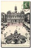 CPA Lyon Place des Terreaux Fontaine Bartholdi et Hotel de Ville