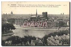 CPA Paris Panorama sur la Seine pris vers Notre Dame et le Pantheon (a gauche)