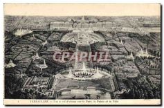 CPA Versailles Vue a vol d'oiseau sur le parc le Palais et la Ville 