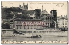 CPA Lyon Archeveche Cathedrale Saint Jean et Coteau de Fourviere 