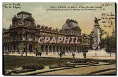 CPA Paris Ier arrt place du Carrousel Pavillon Richelieu et statue de Gambetta 