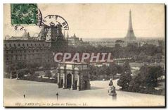 CPA Paris Ier le jardin des Tuileries Tour Eiffel