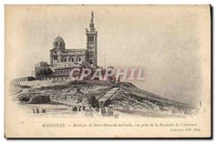 CPA Marseille Basilique de Notre Dame de la Garde vue prise de la Passerelle de l'Ascenseur 