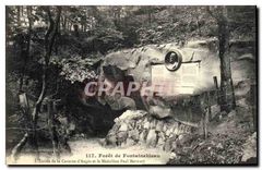 CPA Foret de Fontainebleau L'Entree de la Caverne d'Augas et le Medaillon Paul Merwart 