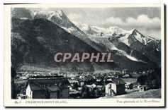 CPA Chamonix Mont Blanc Vue generale et le Mont Blanc