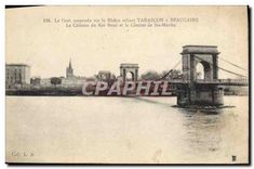 CPA Tarascon Le Pont Suspendu sur le Rhone reliant Tarascon a Beaucaire