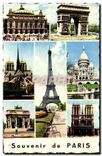 CPA Paris souvenir de Paris Tour Eiffel Sacre Cœur Notre Dame Opera Arc de Triomphe