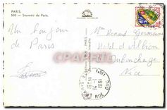 CPA Paris souvenir de Paris Tour Eiffel Sacre Cœur Notre Dame Opera Arc de Triomphe