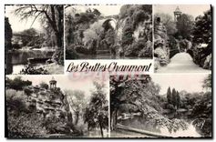 CPA Paris et ses Merveilles les Buttes Chaumont un Coin du Parc le Lac et Pont la Passerelle suspend