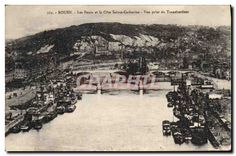 CPA Rouen Les Ponts et la Cote Sainte Catherine Vue prise du Transbordeur 