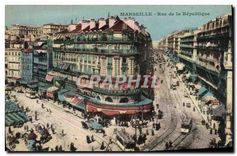 CPA Marseille Rue de la Republique Tramways