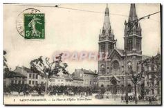CPA Saint Chamond La Place et l'Eglise Notre Dame 