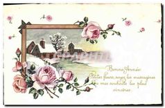 CPA Bonne Annee Fleurs