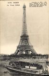 CPA Paris La Tour Eiffel Bateau Peniche