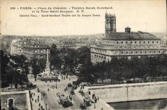 CPA Paris Place du Chatelet Theatre Sarah Bernard et la Tour Saint Jacques 
