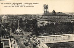 CPA Paris Place du Chatelet Theatre Sarah Bernard et la Tour Saint Jacques 