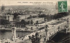 CPA Paris Pont Alexandre Vue generale Premiere pierre posee par le Txar Nicolas 