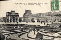 CPA Paris Nouveaux Jardins anglais du Louvre L'Arc de Triomphe du Carrousel 