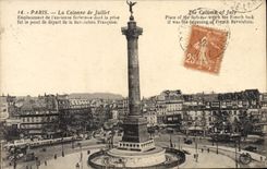 CPA Paris La Colonne de Juillet Emplacement de l'ancienne forteresse dont la prise fut le point de d