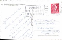 CPA Lourdes Hautes Pyrenees La Basilique vue du Chateau Fort 