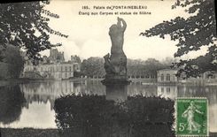 CPA Palais de Fontainebleau Etang aux Carpes et statue de Silene 