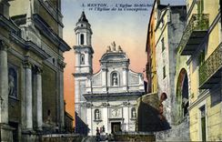 CPA Menton L'Eglise St Michel et l'Eglise de la Conception 